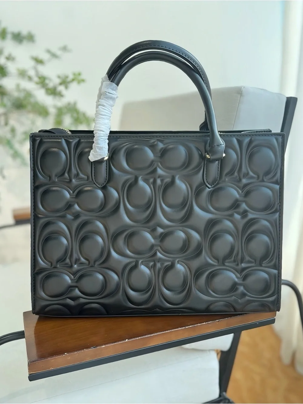 Coach Maggie Black Embossed Tote Bag
